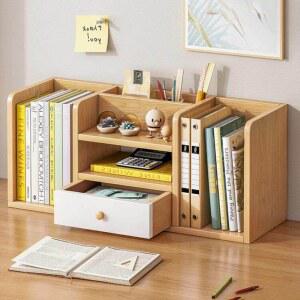 라운드형 2단 책상위 책꽂이 미니 책장