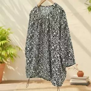 [옷자락]여성 봄여름 루즈핏 밴딩 플라워 블라우스