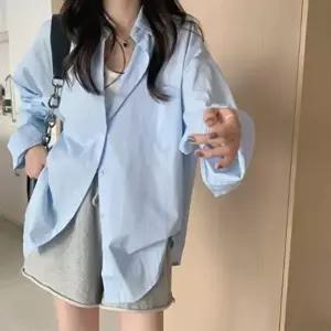 [옷자락]여성 파스텔 루즈핏 봄여름 일상 긴팔 블라우스