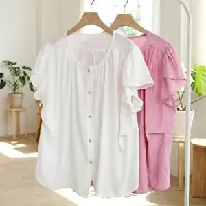 [옷자락]여자 프릴 시원한 레이온 루즈핏 여름 블라우스