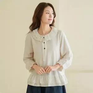 [마담4060]엄마옷 마담4060 블라우스 여성 데일리 [내추럴포엠]이중카라레이스 -YBL2603009-