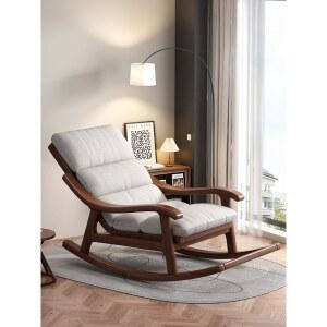 흔들의자원목 북유럽 레트로 원목안락의자 가죽 안락소파 안락 발코니 엔틱흔들의자 유럽 침실