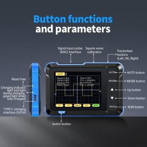 FNIRSI DSO152 미니 휴대용 디지털 오실로스코프 2.5MSa/s 200KHz 아날로그 대역폭 800VPP 펌웨어 업그레