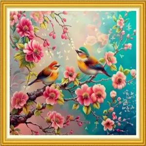 펀치 스탬프 크로스 스티치 키트 DIY 패턴 초보자를 위한 니들포인트 자수 예술 및 공예품 11CT-버드 16x20