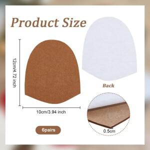 6쌍 브라운 천 교체용 볼링화 슬라이드 솔 액세서리 펠트 슈 셀프 접착식