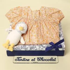 [롯데백화점]타티네쇼콜라 리타플라워원피스+도기애착딸랑이인형(백일돌선물세트TTPMOE215O