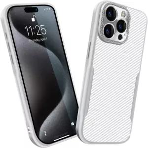 15 프로 맥스 케이스용 케이스 포럭 카본 파이버 매그세이프 호환다이아몬드 텍스처 메탈 렌즈 프레임 매트