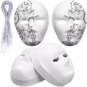 Sumind 36개 종이 마체 마스크 흰색 DIY 풀페이스 2 사이즈 페인트 칠 가능한 아트 가면 파티 마디 그라