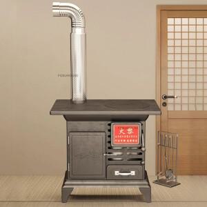 실내용 주철 벽난로 레트로 모닥불 난로 창의적인 가정용 벽난로 굴뚝 포함 프랑스식 파티오 캠핑 텐트용