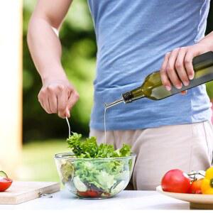 MEIDAYAI 올리브 오일 디스펜서 스틸 라벨 식초 푸어러 1개 깔때기 주방용 17온스 1개 유리 스테인리스 브러시 그린 2개 세트 500ML