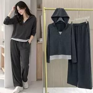 [모든GO]여성 후드 레이어드 트레이닝세트 밴딩 와이어팬츠 간절기