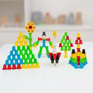 자석 컵쌓기 마그넷 컵블록 스태킹 쌓기놀이 자석블럭 컬러블록 집중력 보관함 (72p)