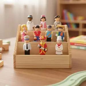 소프트 직업인형 10인 장식장 (소) 세트 직업교육 피규어 미니어처 모형 인형극 역할놀이