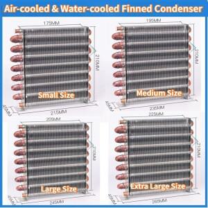 냉동고 콘덴서 공냉식 및 수냉식 알루미늄 핀팬 열교환기 쉘리스 구리 튜브 라디에이터