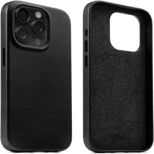 KORDIZ 풀 가죽 15 프로 케이스 MagSafe 호환 무선 충전 그레인 커스텀 메탈 버튼 카메라 베젤 보호 돌출