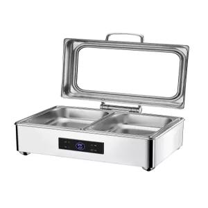 음식 보온기 뷔페 투명 뚜껑 호텔 조식 챠핑디쉬 스텐 사각 출장용 셀프 대형 대용량 2칸