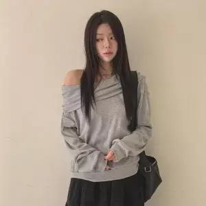 [옷자락]여자 투웨이 후드 오프숄더 캐주얼 맨투맨