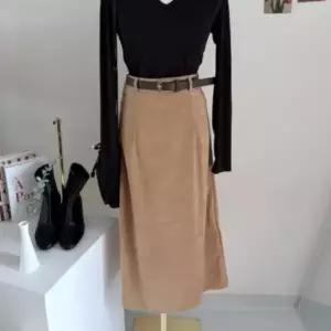 [다잇템] 여성 골덴 롱 하이웨스트 혁대 치마