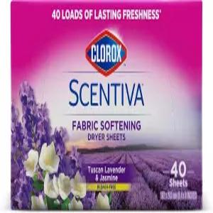 클로록스 센티바 패브릭 유연제 건조기 시트 토스카나 라벤더 자스민 향 - 주름 감소 향이 나는 부드러운
