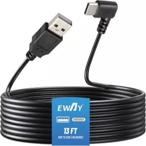 EWAY USB C 대시캠 전원 코드13FT4M 90도 USBA 20에서 타입C 케이블까지 25A 입력 필요 전면 후방 미러