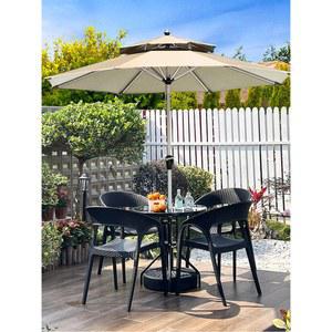 커피숍 정원 야외철제 라탄 야외테이블 업소용 안락 테이블 등의자4 철제파라솔 옥외