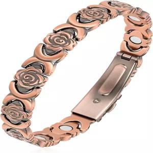 여성용 베이플 구리 팔찌 99.99 순수 자성 3800 가우스 조절 가능한 사이즈 자석이 내장된 여성 선물 포장