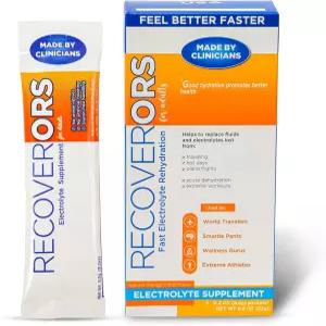 RecoverORS 8 in 1 전해질 분말 및 고급 비타민 C 방어 수분 팩 듀얼 케토 식품 친화적 칼륨 보충제 부스터