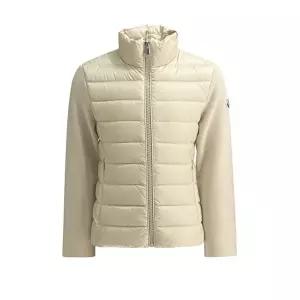 [몽클레어]키즈 로고 패치 니트믹스 경량패딩 집업 가디건 아이보리 9B000 05 M1122 20C