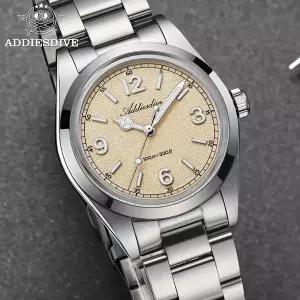 호환  ADDIESDIVE 시계 36mm 여성용 버블 글라스 100m 방수 발광 쿼츠 시계 316L 스테인리스 스틸