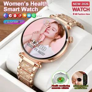 호환  여성용 신형 고급 다이아몬드 스트랩 스마트워치 건강 관리 여성용 시계 AMOLED 스크린 통화 기능 맞