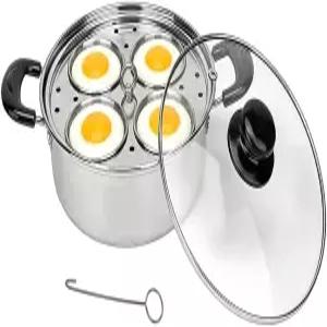 스테인리스 스틸 달걀 밀렵 팬 - 4컵 논코팅 조리기 제조기 가정용 주방용 헤비 듀티
