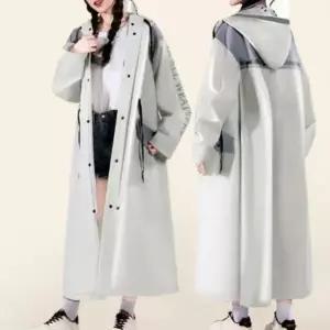 여성용 일상 루즈핏 후드형 비옷 코트