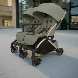 연녕생 유모차 쌍둥이 2인유모차 트윈유모차 접이식 휴대용 에쉬그린