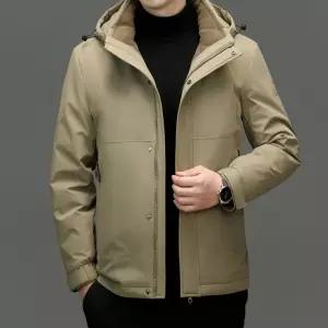 남성용 하프 가을 캐주얼 댄디한멋짐 패딩 점퍼 오리털 탈부착 후드 경량 비즈니스 야상 캠핑 90% OOTD3