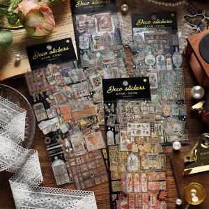 MOHAMM PET 방수 금박 레트로 스크랩북 스티커, 저널링 앨범 아트 공예 선물 장면 콜라주용, 3 장