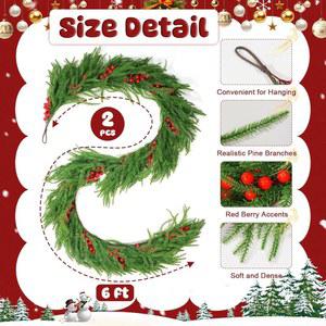 장식용 갈랜드 인조 장식 시더 소나무 6피트 터치 홀리데이 2PCS 실내 모포크 크리스마스 그린 겨울 트리 맨틀