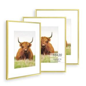 골든 스테이트 아트 16x20 액자 벽걸이형 및 없는 세트 사진 테두리 또는 매트가 세로 3개 디스플레이 포스터 11x14 금색 가로 얇은