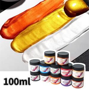 100ml 금속 금 릴 페인트 세트 진주 빛 안료 방수 비 독성 석고  캔버스  DIY 공예 프로젝트