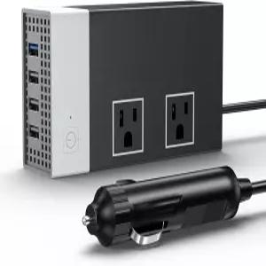 TAGEEBLU 200W 자동차 파워 인버터 USB 고속 충전기(25W) 10W USB-A 및 듀얼 AC 콘센트 포트 4개 노트북