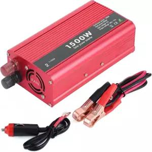 FOSA 1500W 자동차 파워 인버터 12V DC-110V AC 컨버터 듀얼 3.1A USB 포트 및 콘센트 빨간색 소형