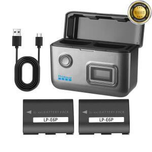 캐논 EOS R5 Mark II R6 R7 5DS 7D 80D용 2400mAh LP-E6P LP 배터리 및 스마트 디지털 고속 LCD 충전기