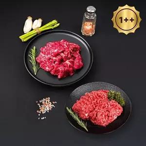 [자연맛남]1++등급(7이상) 투뿔 한우 600g (다짐육200g2팩/국거리200g1팩)