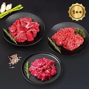 [자연맛남]1++등급(7이상) 투뿔 한우 600g (불고기/국거리/다짐육/각200g)