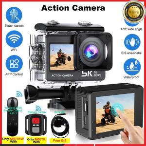 듀얼 스크린 액션 카메라 5K 4K60FPS 50MP 2 인치 터치 5X 줌 Wi-Fi EIS 170 ° DVR 웹캠 무선 마이크 30M
