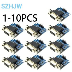 1-10PCS MAX3232 RS232-TTL 직렬 포트 변환기 모듈 여성용 DB9 커넥터 용 플래싱 보드