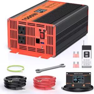 1500와트 순수 사인파 인버터 자동차 파워 12V ~ 120V 듀얼 AC 및 20A 소켓 18W + USB 100W 30W 타입-C