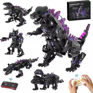 LQPFBSM 5 in 1 STEM 로봇 빌딩 블록 세트 APP 및 리모컨 키트 티라노사우루스