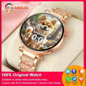 호환  여성을 스마트워치 선 풀 터치 스크린 스포츠 피트니스 시계 블루투스 통화 디지털 여성 건강 스마트