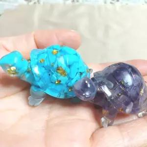 원석 미니어처 거북이 자수정 터키석 크리스털 스톤 장식 소품