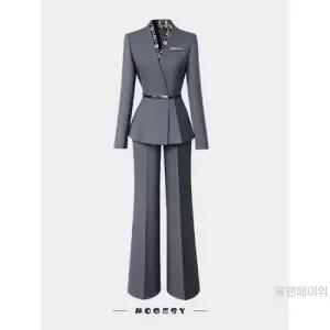 팔콘 그레이 여사친 여성용 숍 정장세트 정장 프런트 유니폼 쥬얼리 작업복 세트 슬림핏 매니저 호텔 KKE1